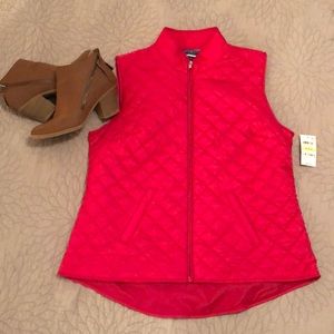 Red quilted vest